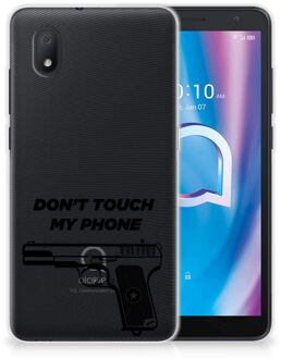 B2Ctelecom Back Case Siliconen Hoesje Alcatel 1B (2020) Telefoonhoesje Pistol Don't Touch My Phone