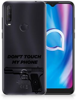 B2Ctelecom Back Case Siliconen Hoesje Alcatel 1S (2020) Telefoonhoesje Pistol Don't Touch My Phone