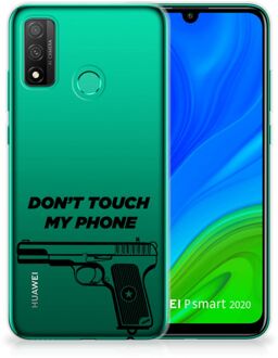 B2Ctelecom Back Case Siliconen Hoesje Huawei P Smart 2020 Telefoonhoesje Pistol Don't Touch My Phone