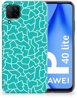 B2Ctelecom Back Case Siliconen Hoesje Huawei P40 Lite Telefoonhoesje Cracks Blue