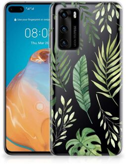 B2Ctelecom Back Case Siliconen Hoesje Huawei P40 Telefoonhoesje Bladeren