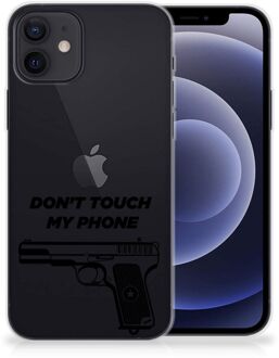 B2Ctelecom Back Case Siliconen Hoesje iPhone 12 | 12 Pro (6.1") Telefoonhoesje Pistol Don't Touch My Phone