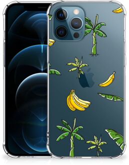 B2Ctelecom Back Case Siliconen Hoesje iPhone 12 | 12 Pro GSM Hoesje met doorzichtige rand Banana Tree