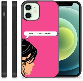 B2Ctelecom Back Case Siliconen Hoesje iPhone 12 Mini Smartphone Hoesje met Zwarte rand Woman Don't Touch My Phone