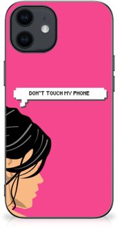 B2Ctelecom Back Case Siliconen Hoesje iPhone 12 Pro | 12 (6.1") Smartphone Hoesje met Zwarte rand Woman Don't Touch My Phone