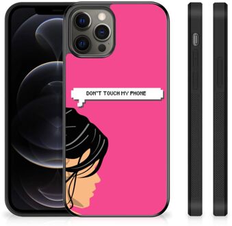 B2Ctelecom Back Case Siliconen Hoesje iPhone 12 Pro Max Smartphone Hoesje met Zwarte rand Woman Don't Touch My Phone