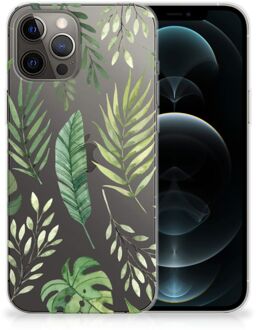 B2Ctelecom Back Case Siliconen Hoesje iPhone 12 Pro Max Telefoonhoesje Bladeren