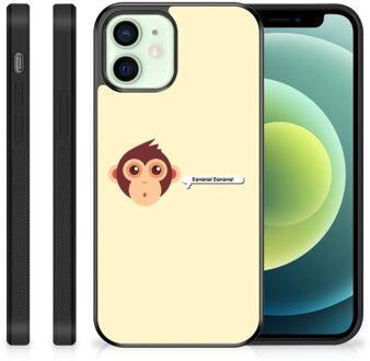 B2Ctelecom Back Case Siliconen Hoesje met Foto iPhone 12 Mini Smartphone Hoesje met Zwarte rand Aap