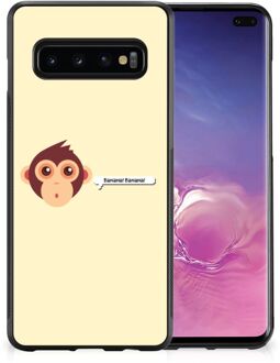 B2Ctelecom Back Case Siliconen Hoesje met Foto Samsung Galaxy S10+ Smartphone Hoesje met Zwarte rand Aap