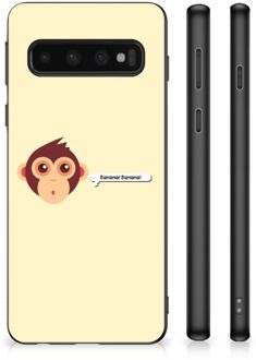 B2Ctelecom Back Case Siliconen Hoesje met Foto Samsung Galaxy S10 Smartphone Hoesje met Zwarte rand Aap