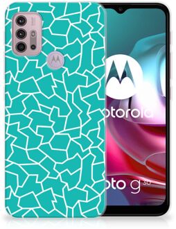 B2Ctelecom Back Case Siliconen Hoesje Motorola Moto G30 | G10 Telefoonhoesje Cracks Blue