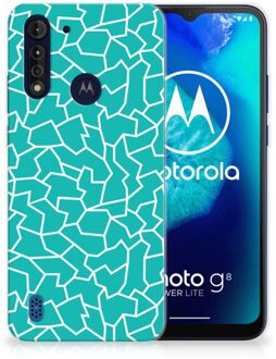 B2Ctelecom Back Case Siliconen Hoesje Motorola Moto G8 Power Lite Telefoonhoesje Cracks Blue