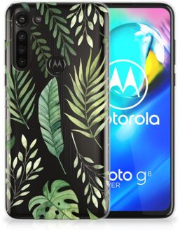 B2Ctelecom Back Case Siliconen Hoesje Motorola Moto G8 Power Telefoonhoesje Bladeren