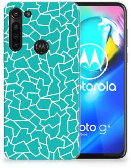 B2Ctelecom Back Case Siliconen Hoesje Motorola Moto G8 Power Telefoonhoesje Cracks Blue