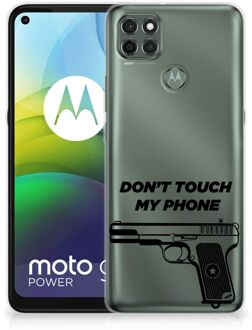 B2Ctelecom Back Case Siliconen Hoesje Motorola Moto G9 Power Telefoonhoesje Pistol Don't Touch My Phone