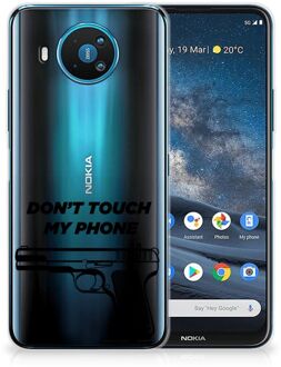 B2Ctelecom Back Case Siliconen Hoesje Nokia 8.3 Telefoonhoesje Pistol Don't Touch My Phone