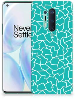 B2Ctelecom Back Case Siliconen Hoesje OnePlus 8 Pro Telefoonhoesje Cracks Blue