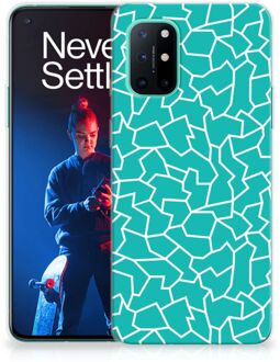 B2Ctelecom Back Case Siliconen Hoesje OnePlus 8T Telefoonhoesje Cracks Blue