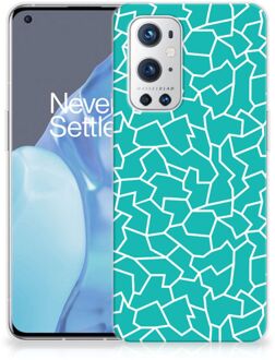 B2Ctelecom Back Case Siliconen Hoesje OnePlus 9 Pro Telefoonhoesje Cracks Blue