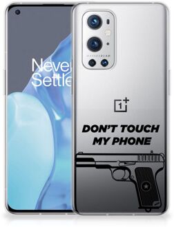 B2Ctelecom Back Case Siliconen Hoesje OnePlus 9 Pro Telefoonhoesje Pistol Don't Touch My Phone