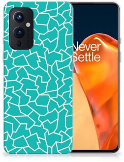 B2Ctelecom Back Case Siliconen Hoesje OnePlus 9 Telefoonhoesje Cracks Blue