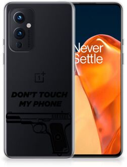 B2Ctelecom Back Case Siliconen Hoesje OnePlus 9 Telefoonhoesje Pistol Don't Touch My Phone