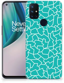 B2Ctelecom Back Case Siliconen Hoesje OnePlus Nord N10 5G Telefoonhoesje Cracks Blue