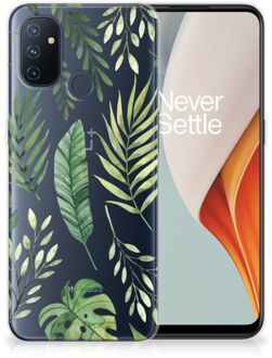 B2Ctelecom Back Case Siliconen Hoesje OnePlus Nord N100 Telefoonhoesje Bladeren