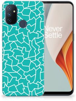 B2Ctelecom Back Case Siliconen Hoesje OnePlus Nord N100 Telefoonhoesje Cracks Blue