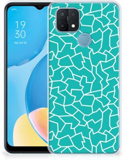 B2Ctelecom Back Case Siliconen Hoesje OPPO A15 Telefoonhoesje Cracks Blue