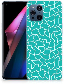 B2Ctelecom Back Case Siliconen Hoesje OPPO Find X3 | X3 Pro Telefoonhoesje Cracks Blue