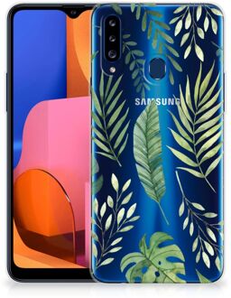 B2Ctelecom Back Case Siliconen Hoesje Samsung Galaxy A20s Telefoonhoesje Bladeren