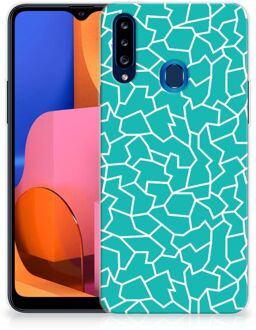 B2Ctelecom Back Case Siliconen Hoesje Samsung Galaxy A20s Telefoonhoesje Cracks Blue