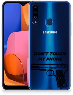 B2Ctelecom Back Case Siliconen Hoesje Samsung Galaxy A20s Telefoonhoesje Pistol Don't Touch My Phone