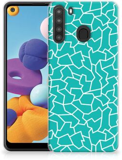 B2Ctelecom Back Case Siliconen Hoesje Samsung Galaxy A21 Telefoonhoesje Cracks Blue