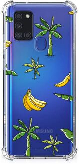 B2Ctelecom Back Case Siliconen Hoesje Samsung Galaxy A21s GSM Hoesje met doorzichtige rand Banana Tree