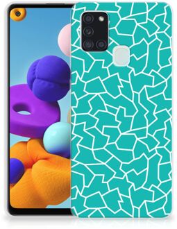 B2Ctelecom Back Case Siliconen Hoesje Samsung Galaxy A21s Telefoonhoesje Cracks Blue