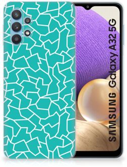 B2Ctelecom Back Case Siliconen Hoesje Samsung Galaxy A32 5G Telefoonhoesje Cracks Blue