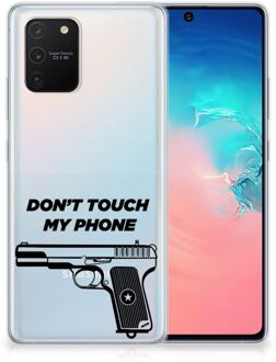 B2Ctelecom Back Case Siliconen Hoesje Samsung Galaxy S10 Lite Telefoonhoesje Pistol Don't Touch My Phone