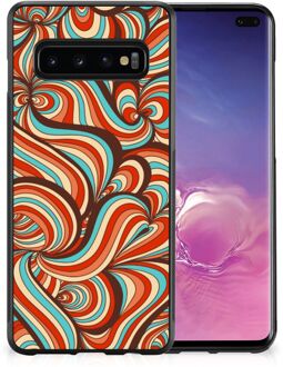 B2Ctelecom Back Case Siliconen Hoesje Samsung Galaxy S10+ Smartphone Hoesje met Zwarte rand Retro