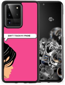 B2Ctelecom Back Case Siliconen Hoesje Samsung Galaxy S20 Ultra Smartphone Hoesje met Zwarte rand Woman Don't Touch My Phone