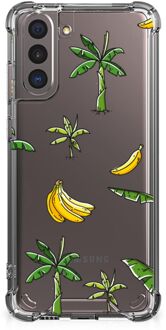 B2Ctelecom Back Case Siliconen Hoesje Samsung Galaxy S21 GSM Hoesje met doorzichtige rand Banana Tree