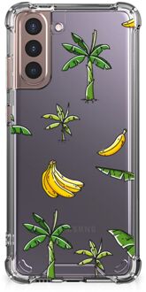 B2Ctelecom Back Case Siliconen Hoesje Samsung Galaxy S21 Plus GSM Hoesje met doorzichtige rand Banana Tree