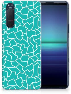 B2Ctelecom Back Case Siliconen Hoesje Sony Xperia 5II Telefoonhoesje Cracks Blue