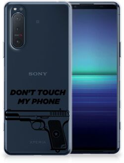 B2Ctelecom Back Case Siliconen Hoesje Sony Xperia 5II Telefoonhoesje Pistol Don't Touch My Phone