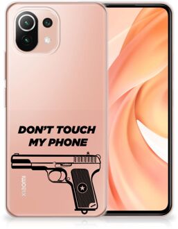 B2Ctelecom Back Case Siliconen Hoesje Xiaomi Mi 11 Lite Telefoonhoesje Pistol Don't Touch My Phone