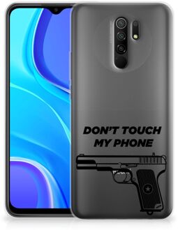 B2Ctelecom Back Case Siliconen Hoesje Xiaomi Redmi 9 Telefoonhoesje Pistol Don't Touch My Phone