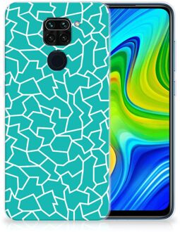 B2Ctelecom Back Case Siliconen Hoesje Xiaomi Redmi Note9 Telefoonhoesje Cracks Blue