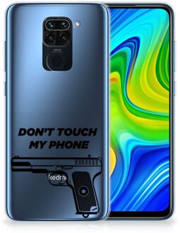 B2Ctelecom Back Case Siliconen Hoesje Xiaomi Redmi Note9 Telefoonhoesje Pistol Don't Touch My Phone