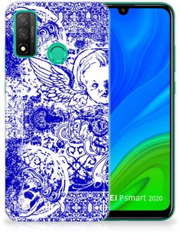 B2Ctelecom Back Case TPU Siliconen Hoesje Huawei P Smart 2020 Smartphone hoesje Angel Skull Blue